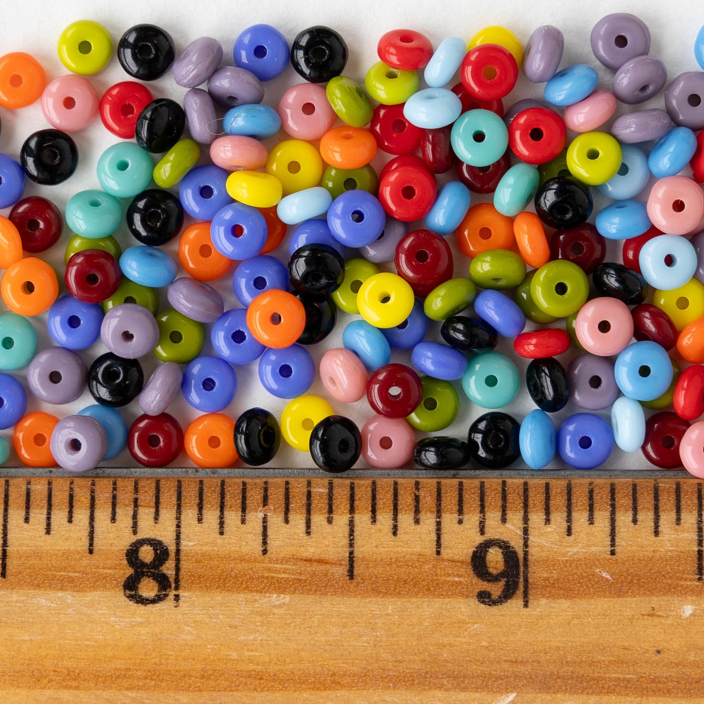 4mm Glass Rondelle Bead - Opaque Mix -  100 Beads