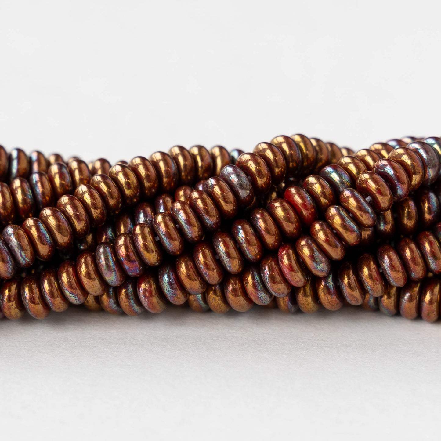 4mm Rondelle Beads - Copper Iris - 100 Beads