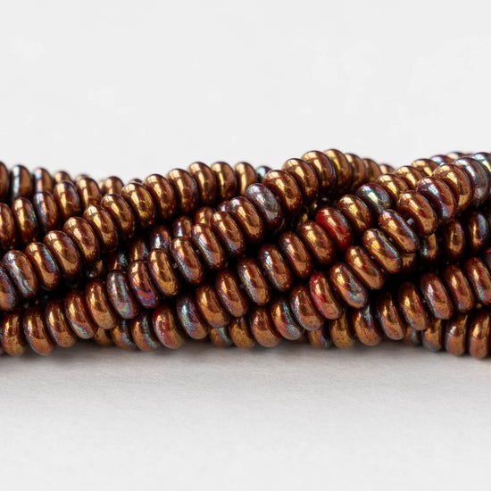 4mm Rondelle Beads - Copper Iris - 100 Beads