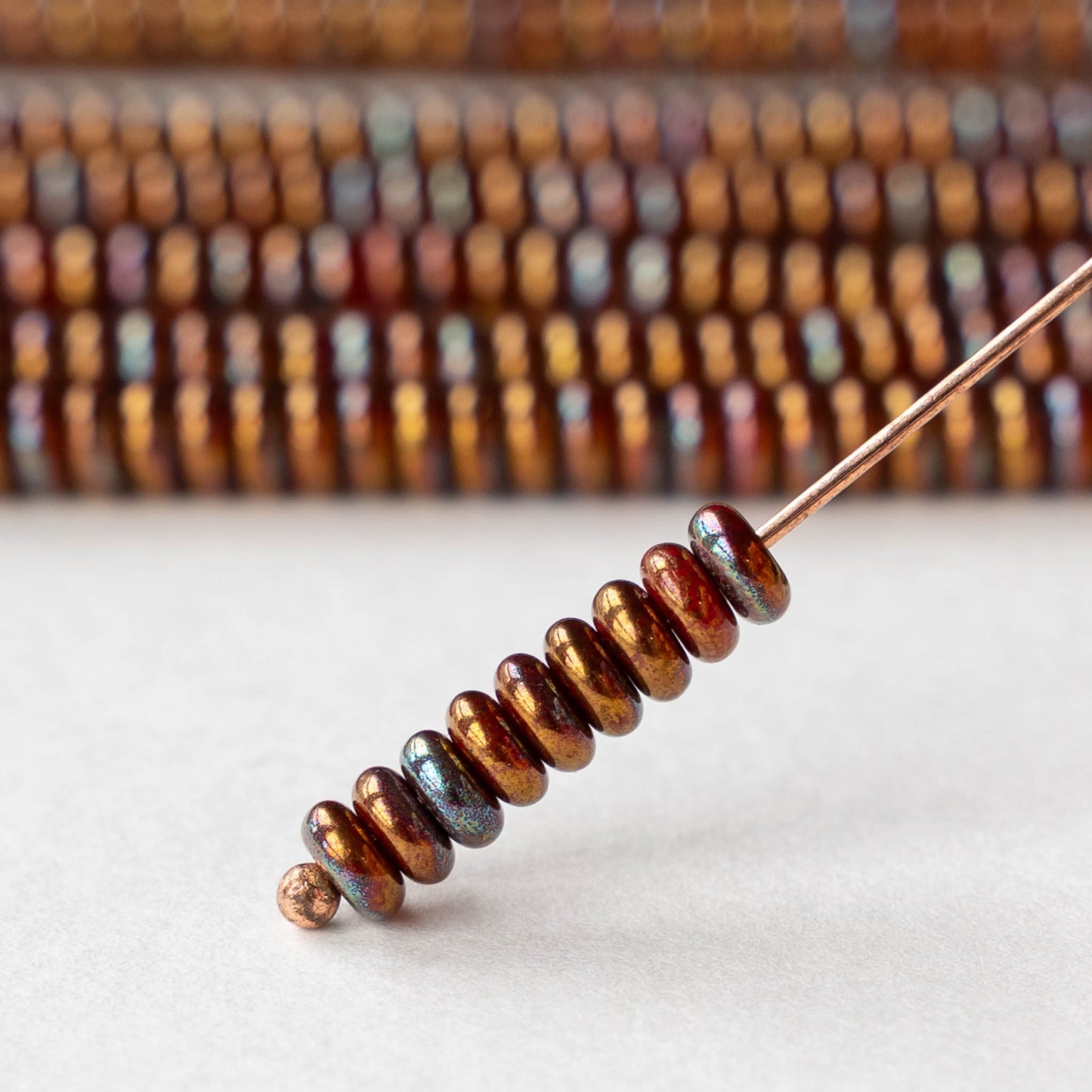 4mm Rondelle Beads - Copper Iris - 100 Beads