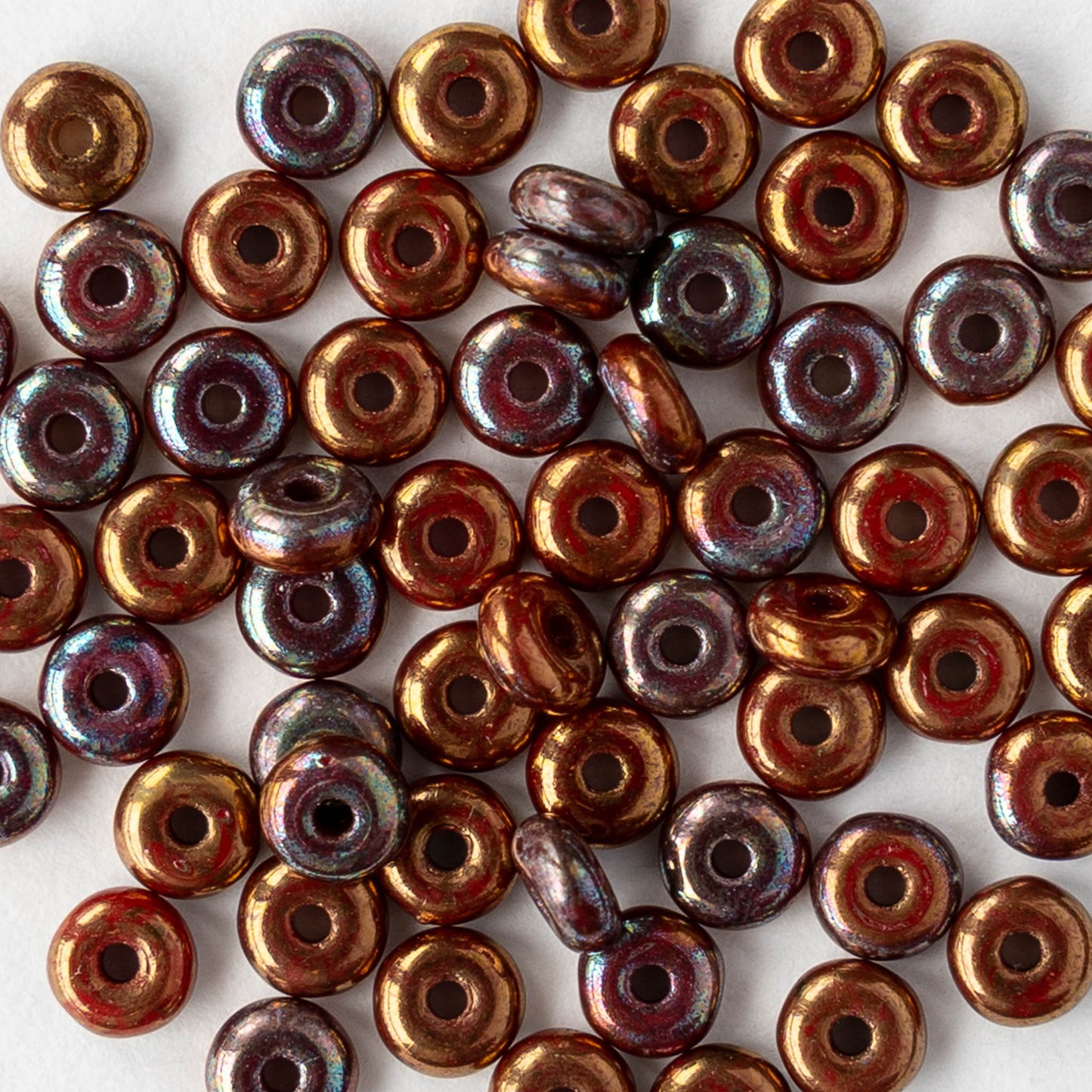 4mm Rondelle Beads - Copper Iris - 100 Beads