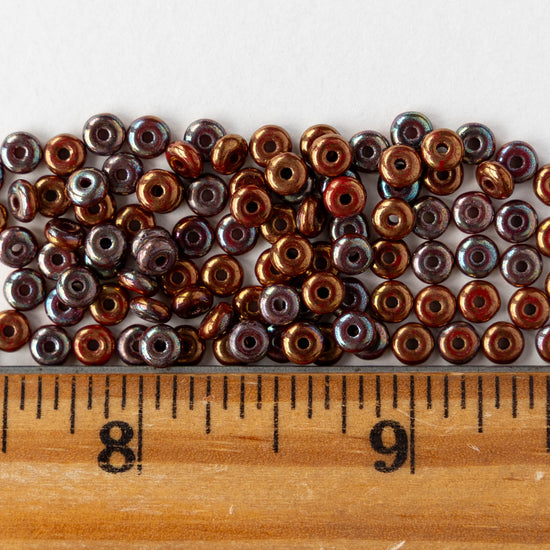4mm Rondelle Beads - Copper Iris - 100 Beads