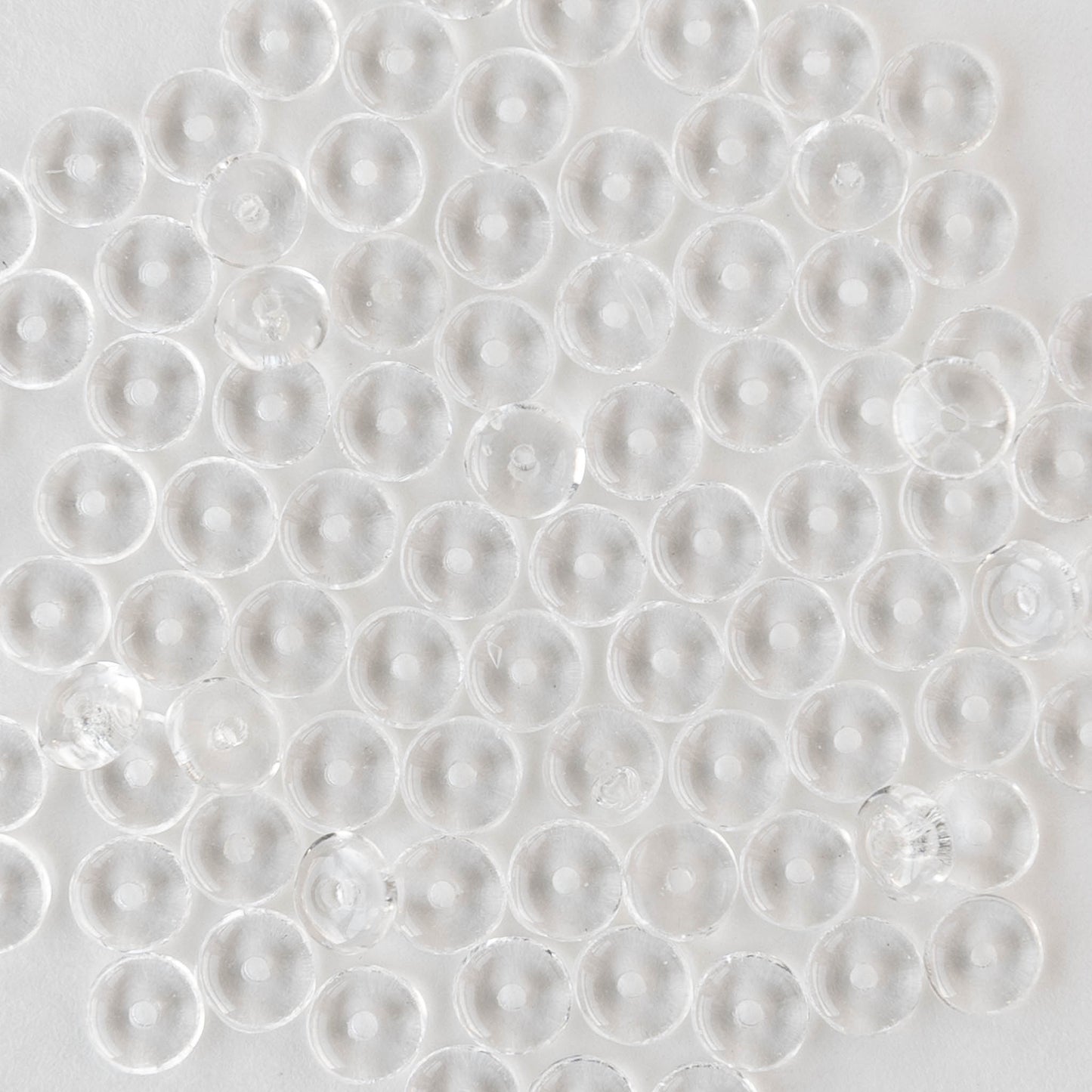 4mm Glass Rondelle Beads - Crystal - 100 beads