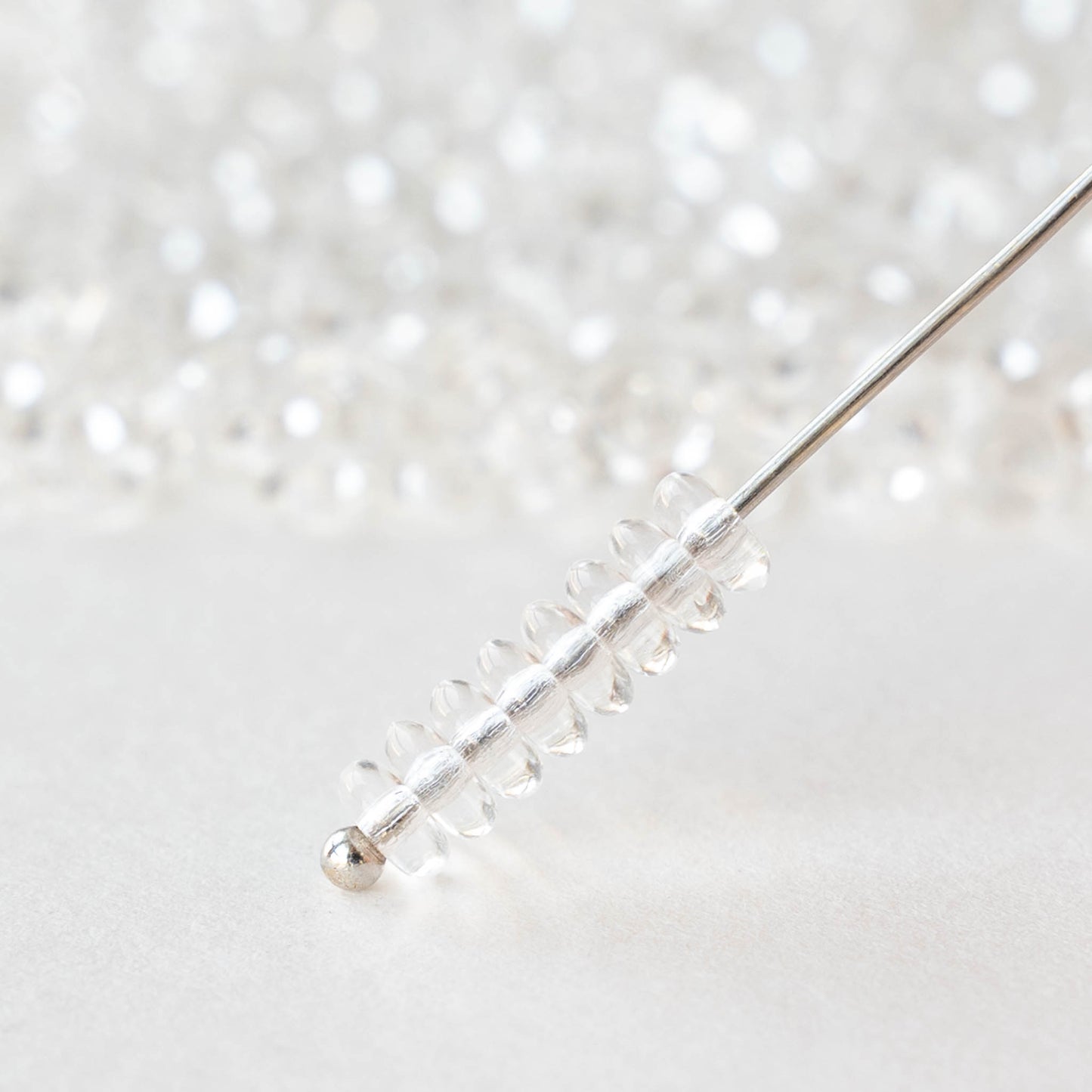 4mm Glass Rondelle Beads - Crystal - 100 beads