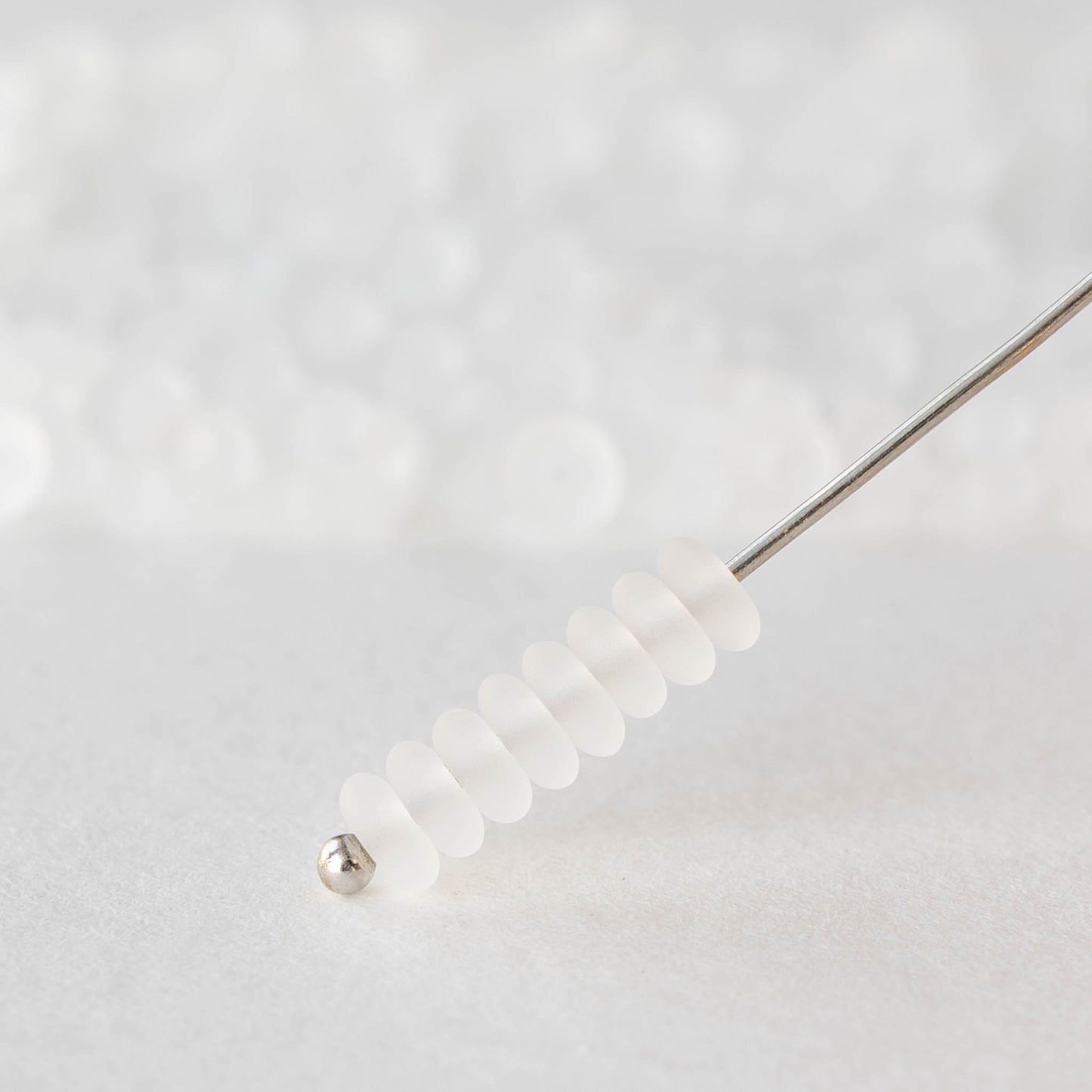 4mm Glass Rondelle Beads - Crystal Matte - 100 beads