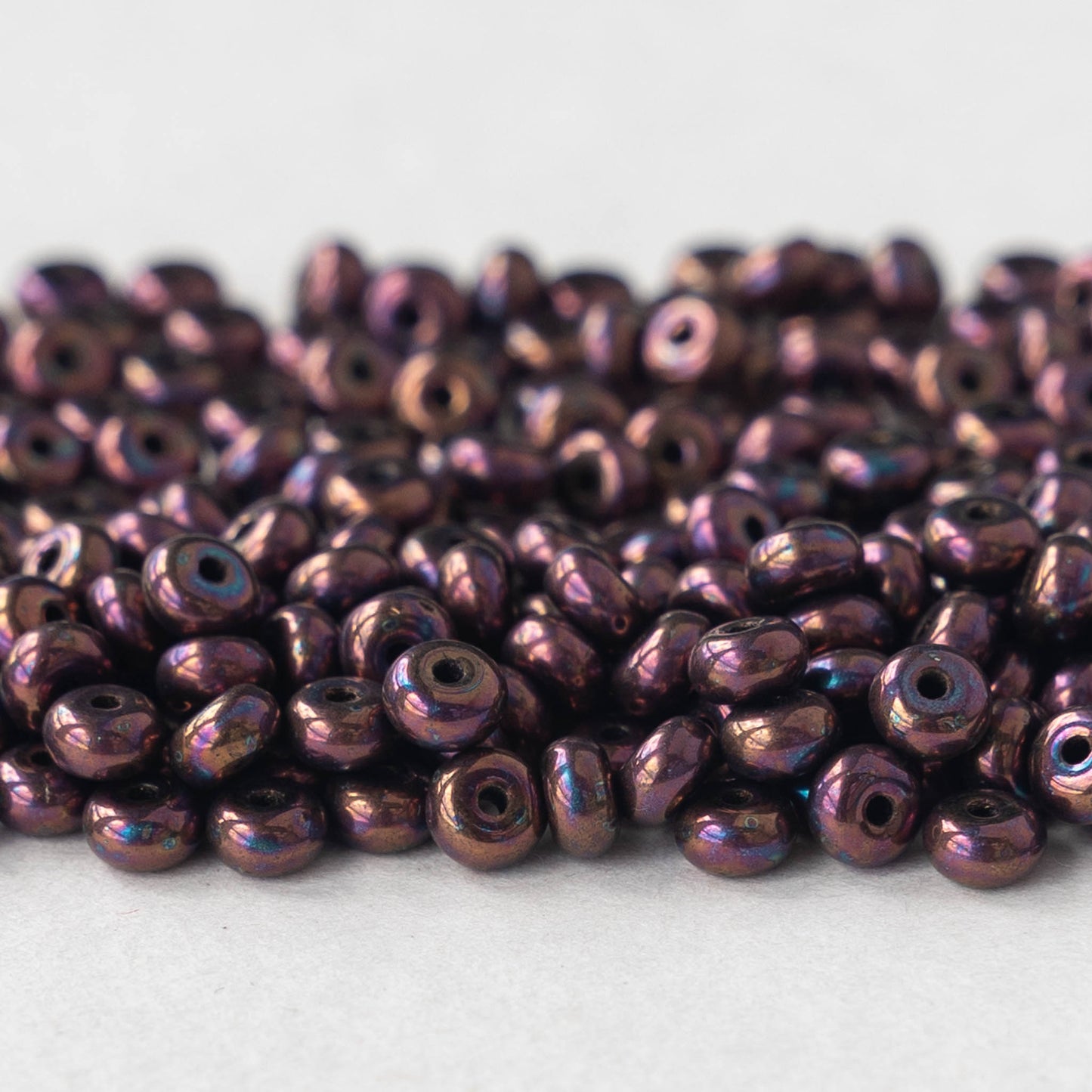 4mm Rondelle Beads - Metallic Burgundy - 10 Grams