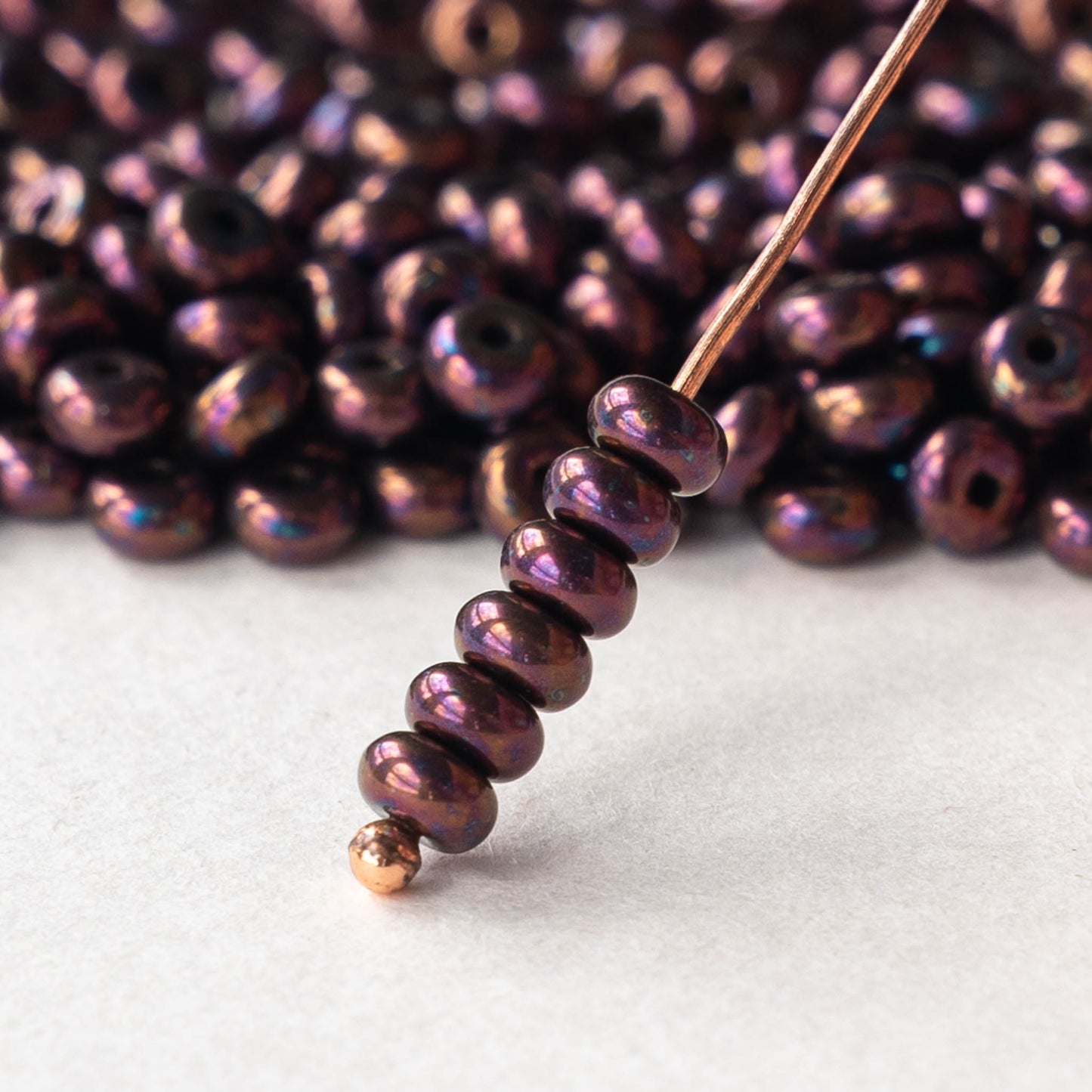 4mm Rondelle Beads - Metallic Burgundy - 10 Grams