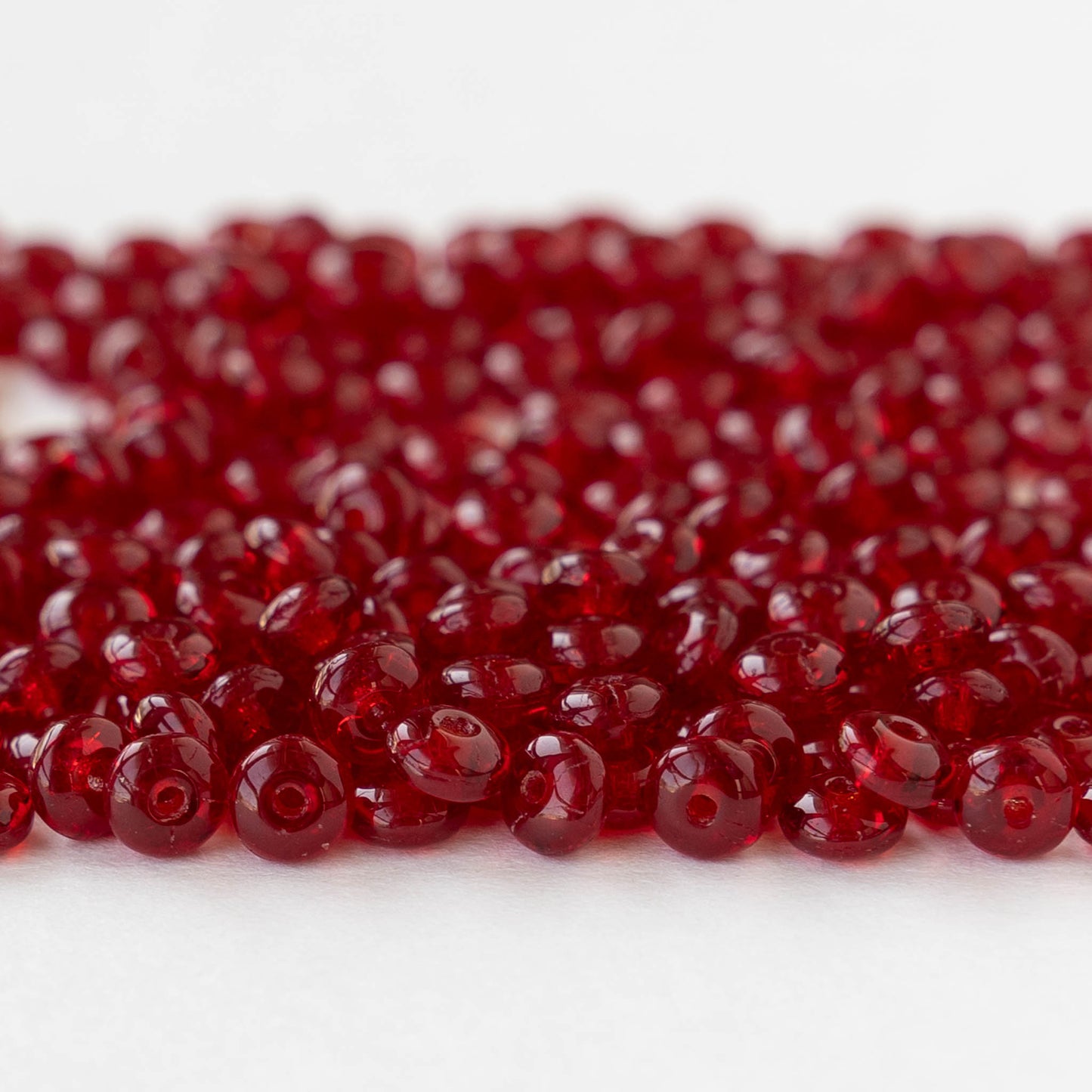 4mm Glass Rondelle Beads - Garnet Red - 120 beads