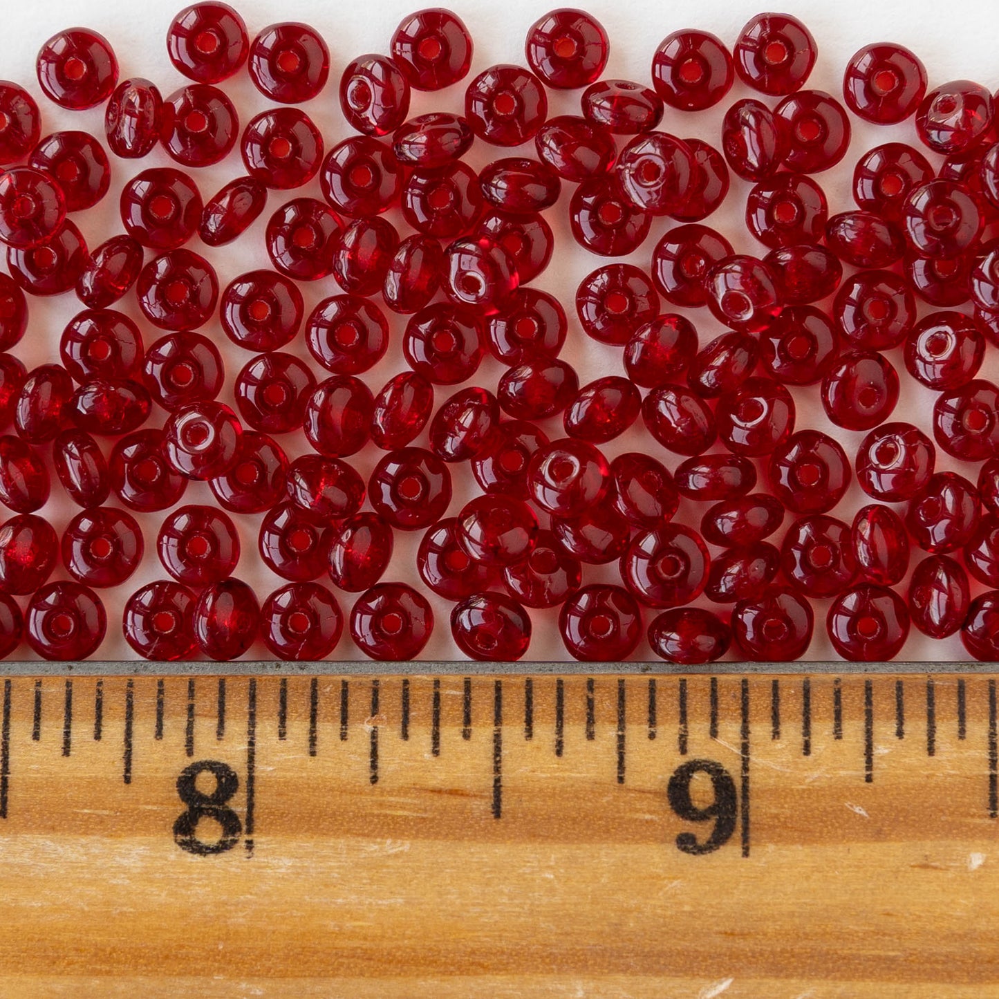 4mm Glass Rondelle Beads - Garnet Red - 120 beads
