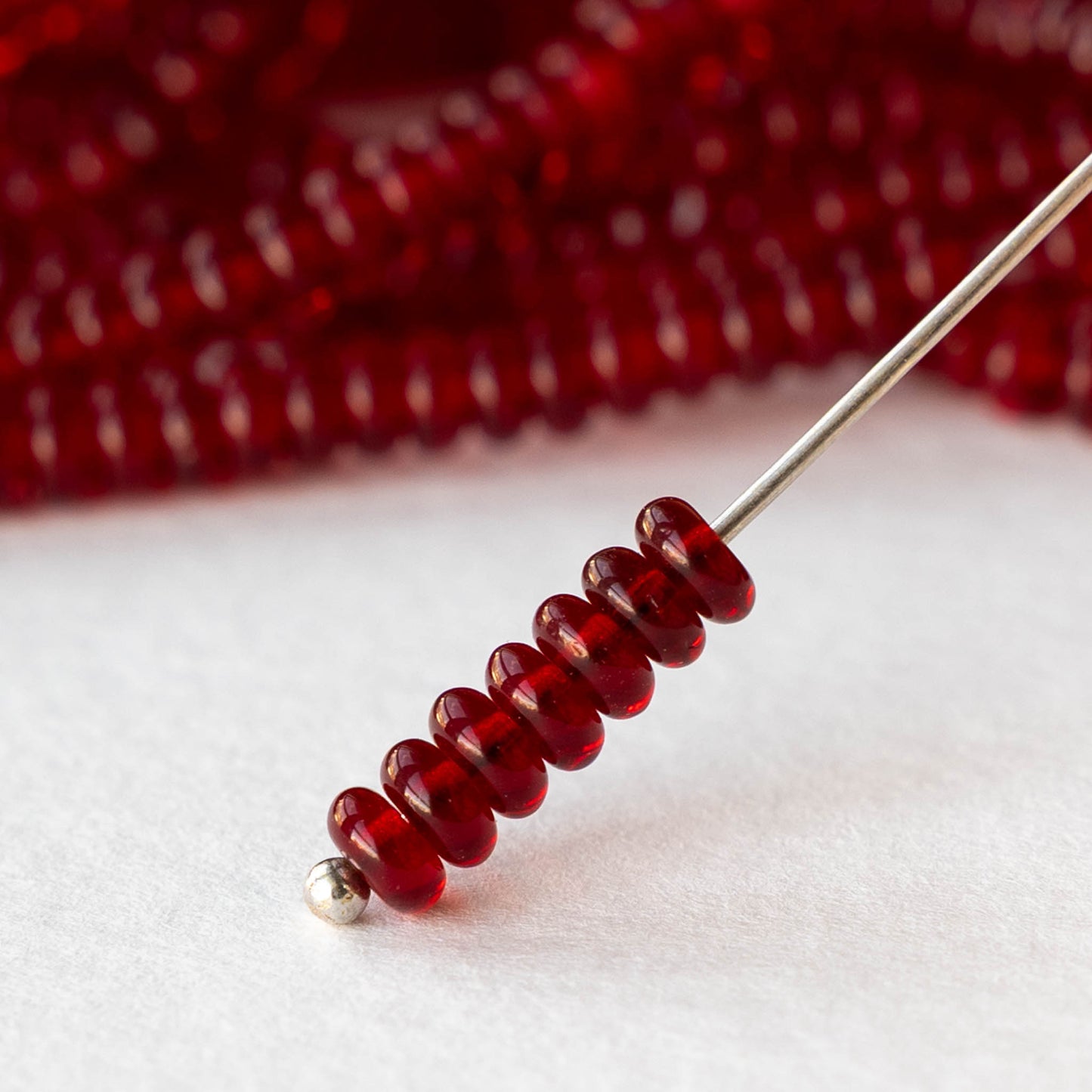 4mm Glass Rondelle Beads - Garnet Red - 100 beads