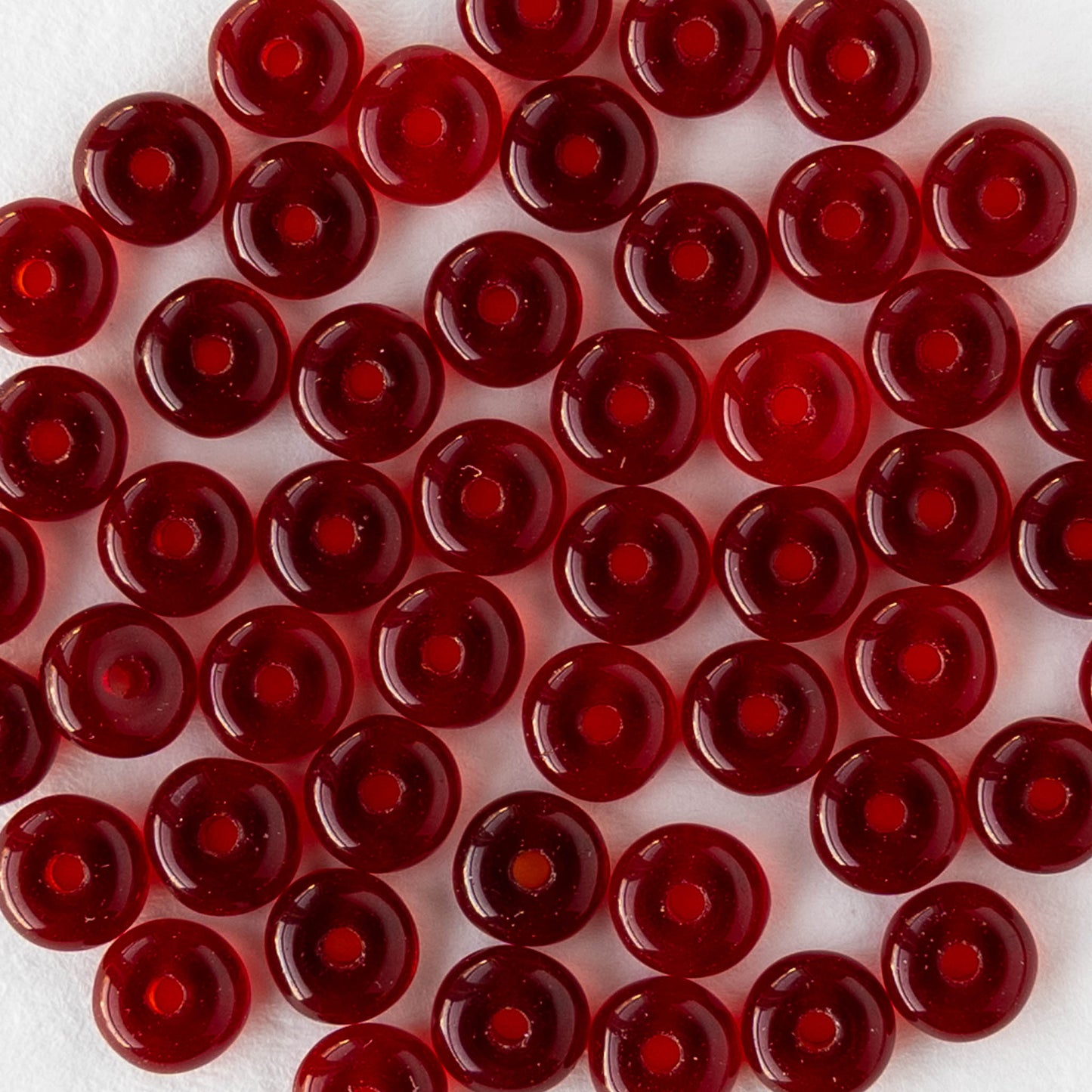 4mm Glass Rondelle Beads - Garnet Red - 100 beads