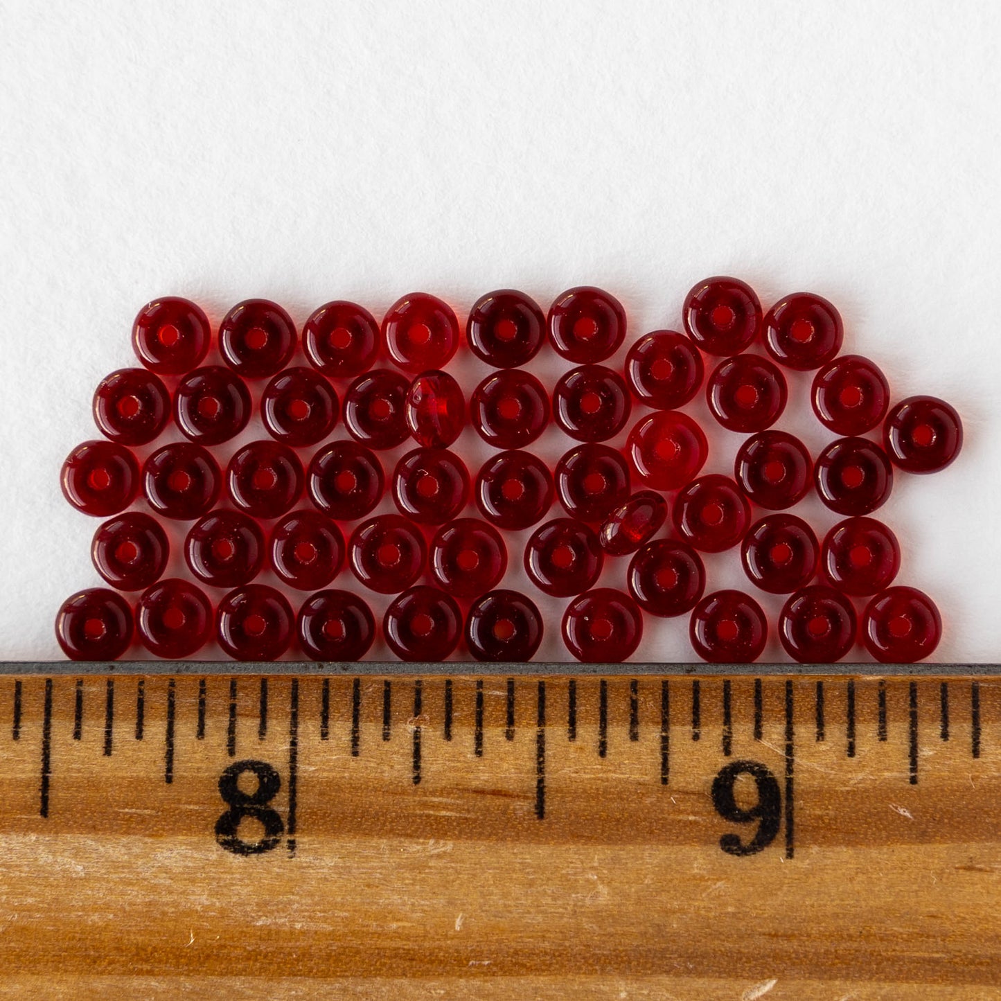 4mm Glass Rondelle Beads - Garnet Red - 100 beads