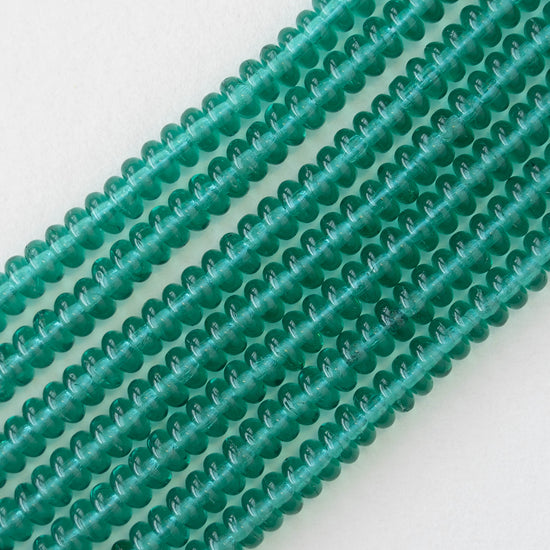 4mm Rondelle Beads - Emerald Green - 100 Beads
