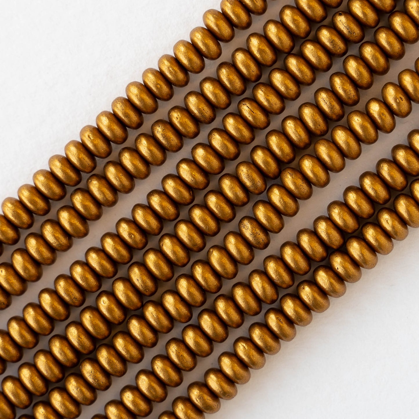 4mm Rondelle Beads - Antique Gold Matte - 100 beads