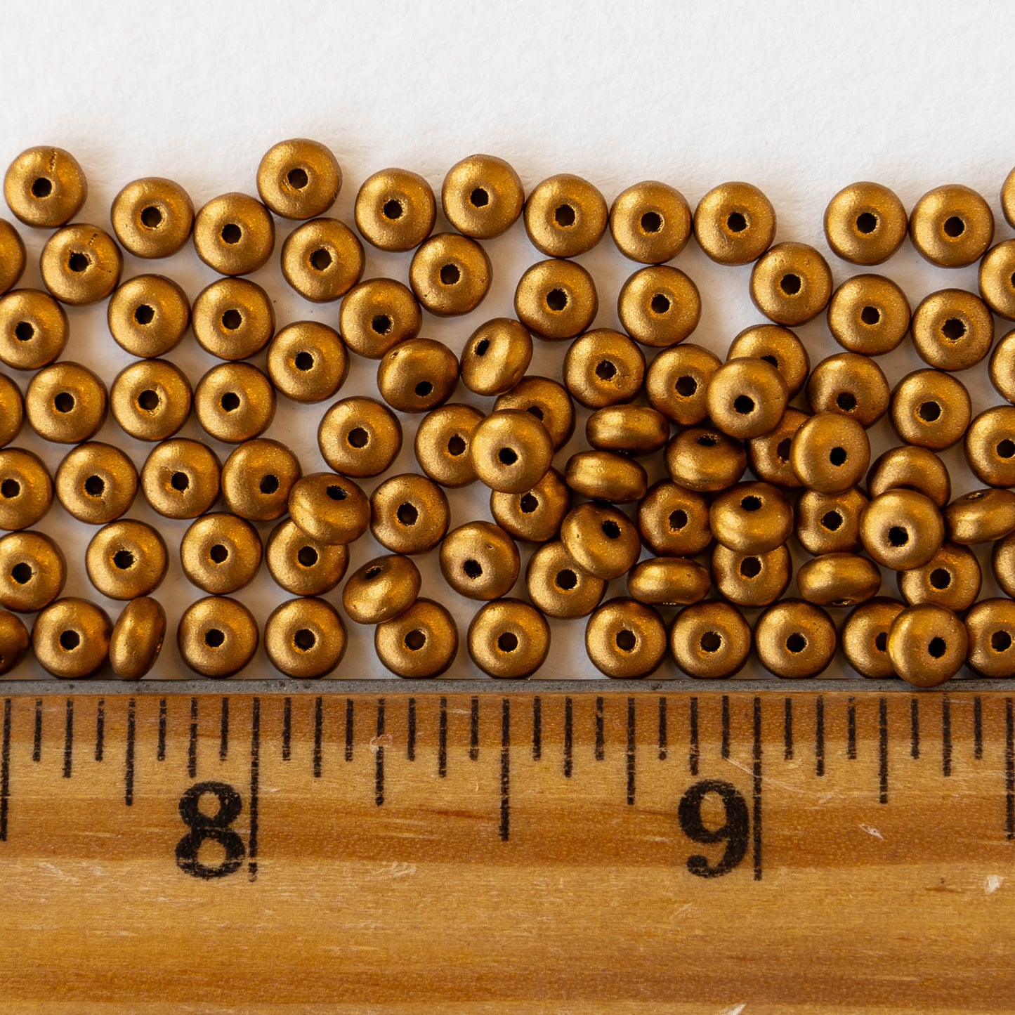 4mm Rondelle Beads - Antique Gold Matte - 100 beads