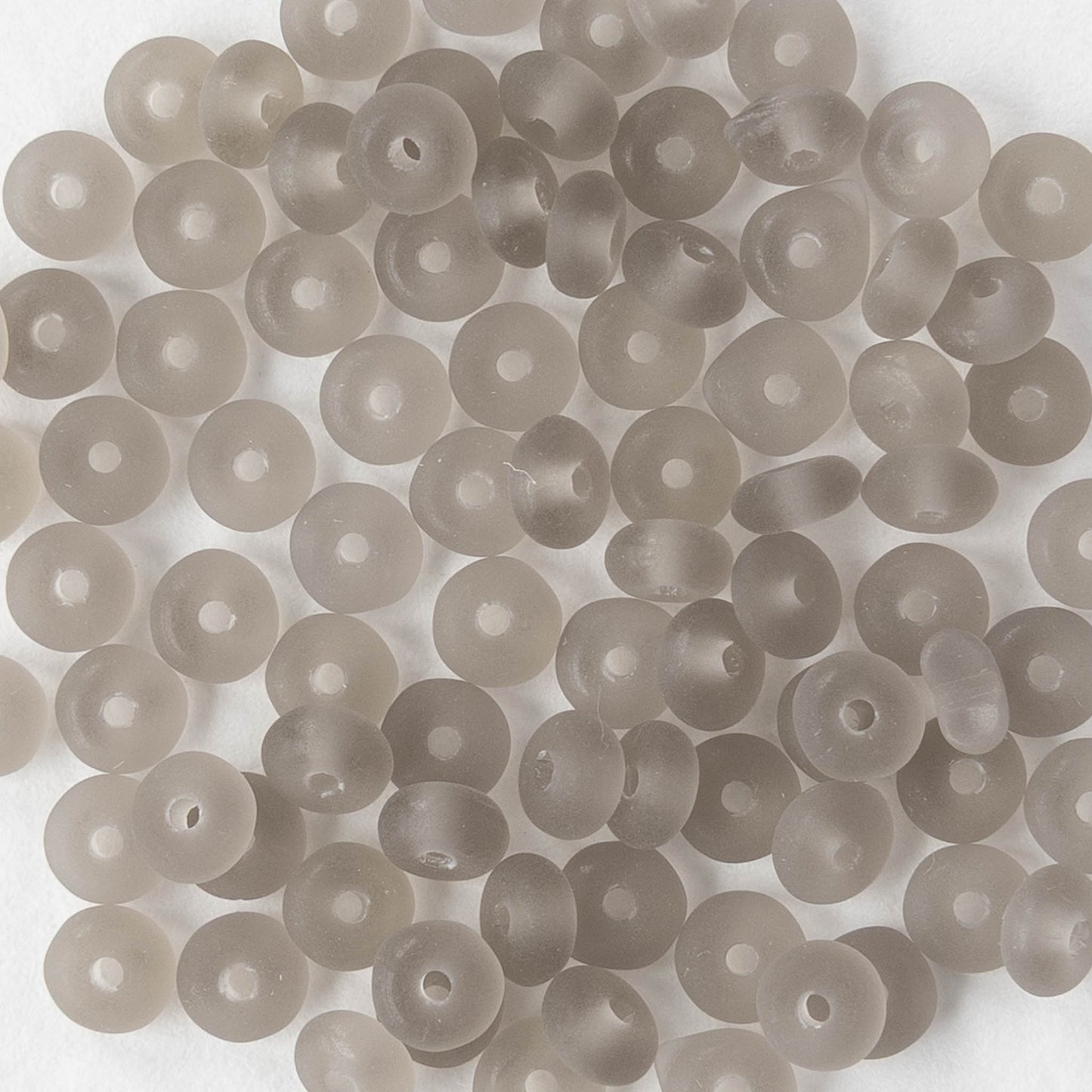 4mm Glass Rondelle Beads - Matte Gray - 100 Beads