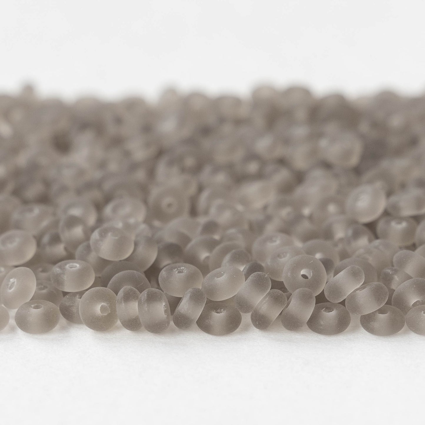 4mm Glass Rondelle Beads - Matte Gray - 100 Beads
