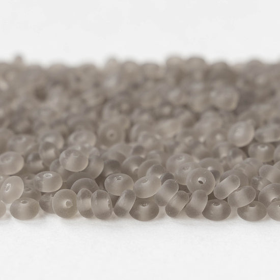 4mm Glass Rondelle Beads - Matte Gray - 100 Beads