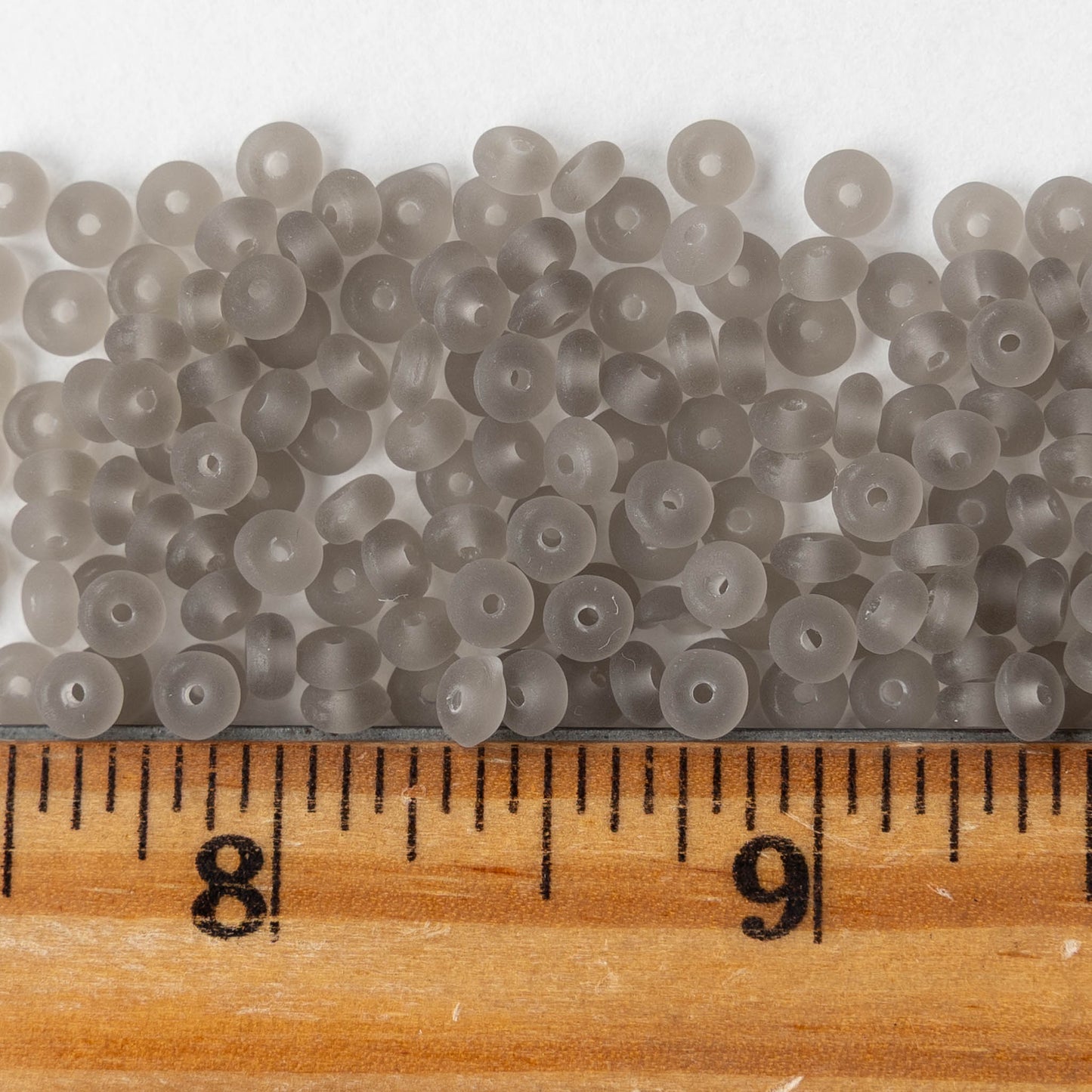 4mm Glass Rondelle Beads - Matte Gray - 100 Beads
