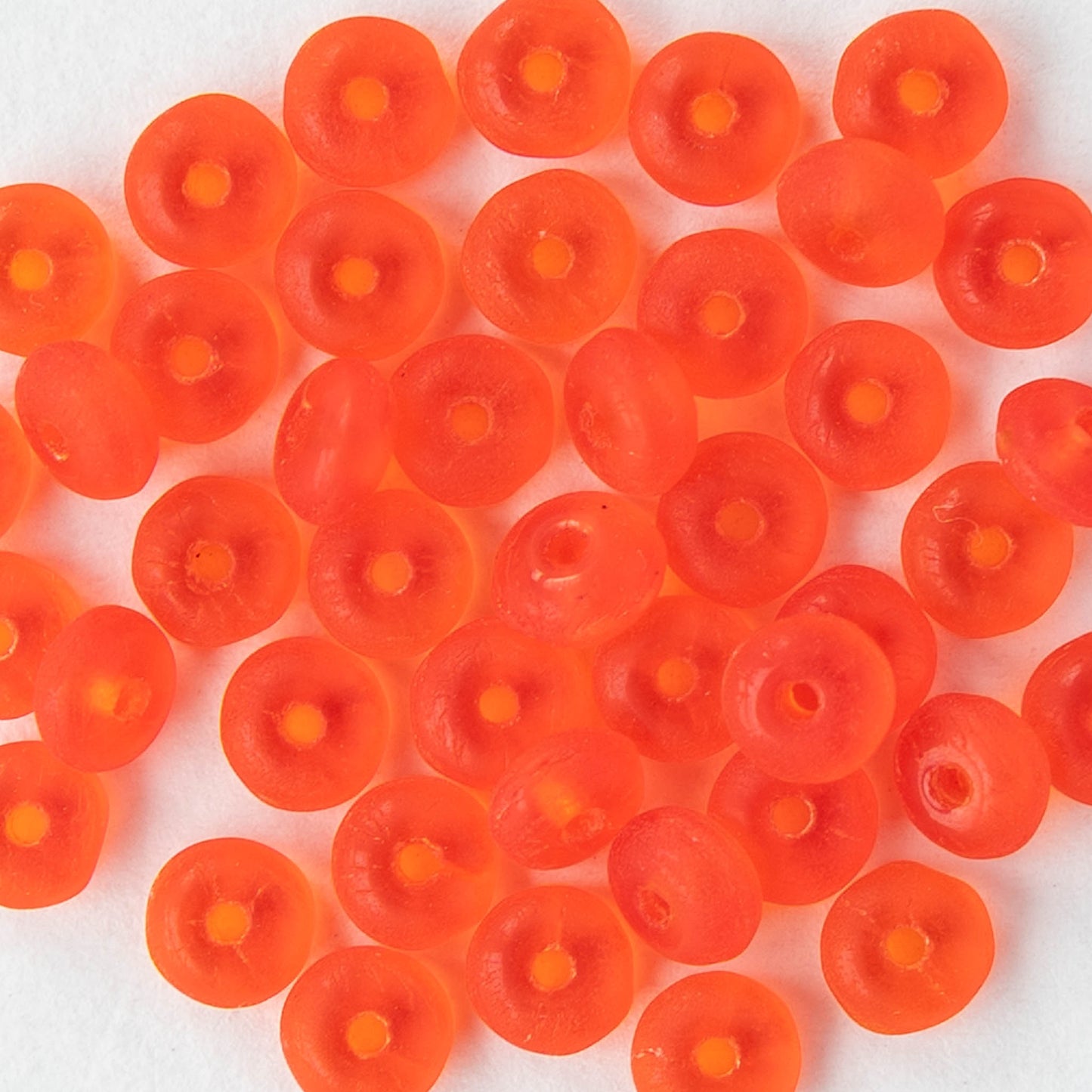 4mm Glass Rondelle Beads - Matte Orange Hyacinth - 100 Beads