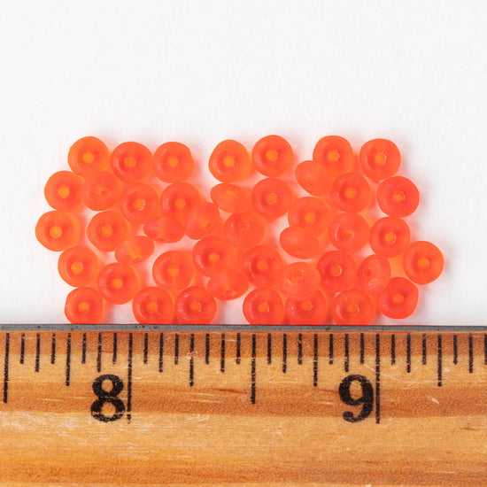 4mm Glass Rondelle Beads - Matte Orange Hyacinth - 100 Beads