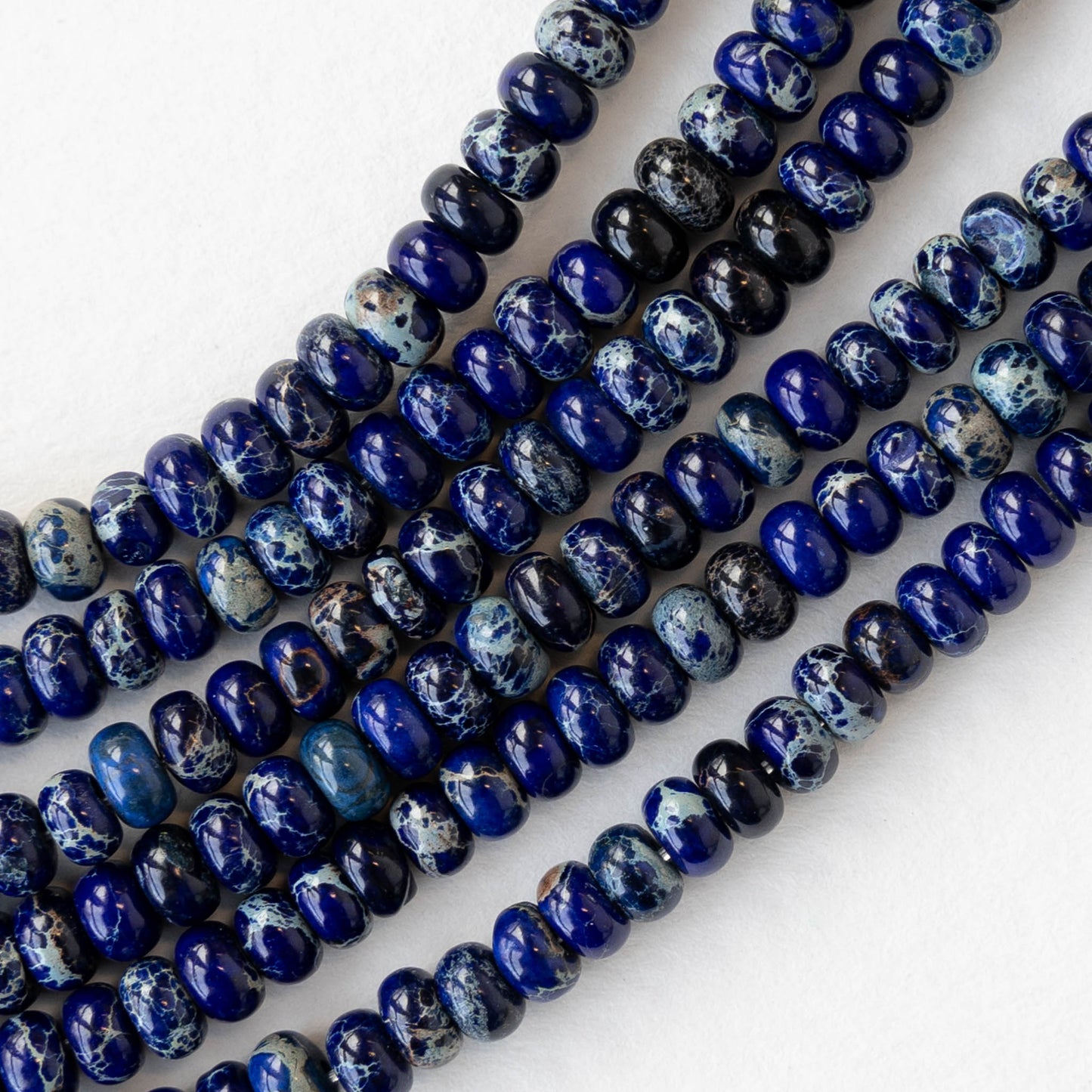 4mm Impression Jasper Rondelle Beads - Cobalt - 75 Beads