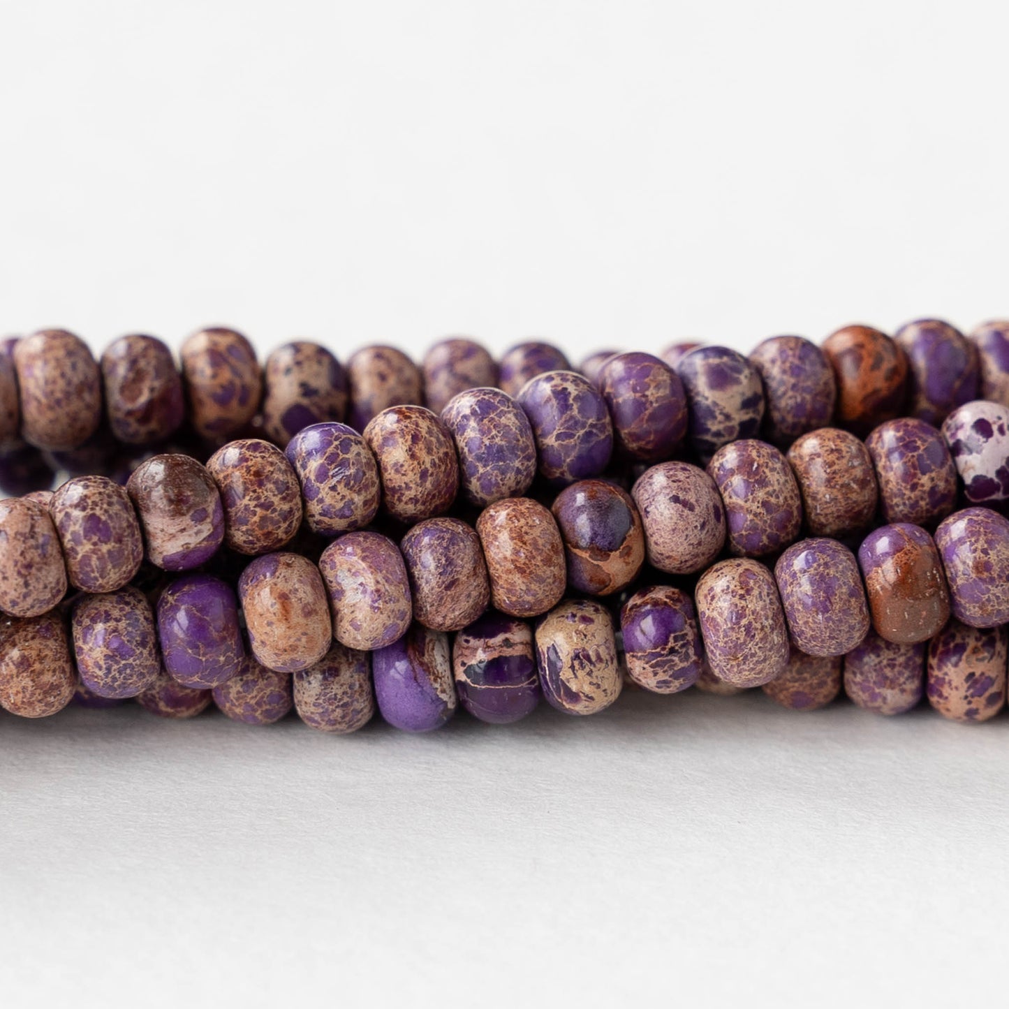 4mm Impression Jasper Rondelle Beads - Purple - 50 Beads