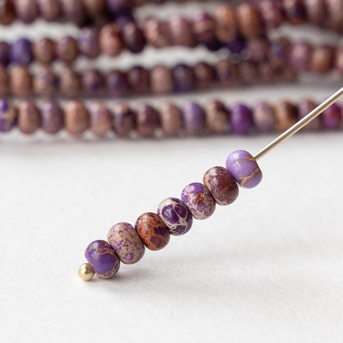 4mm Impression Jasper Rondelle Beads - Purple - 50 Beads