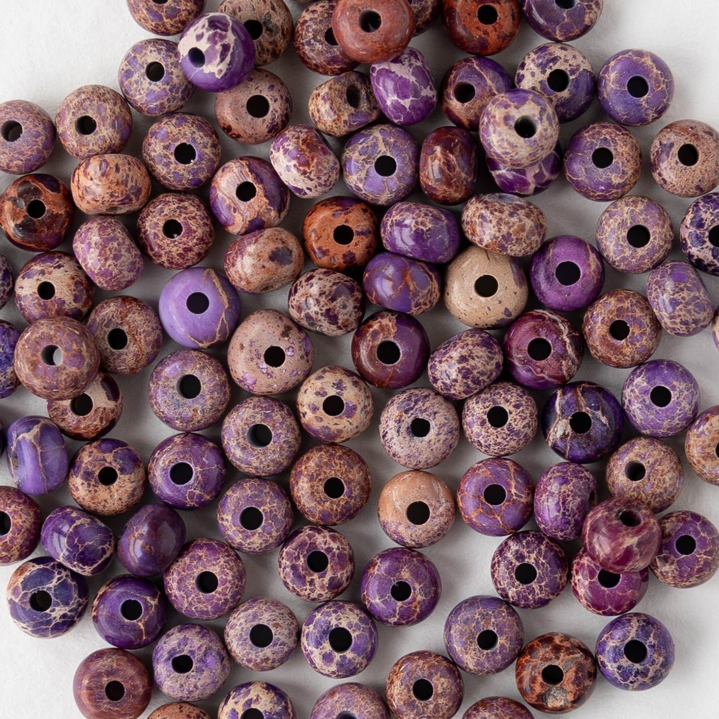 4mm Impression Jasper Rondelle Beads - Purple - 50 Beads