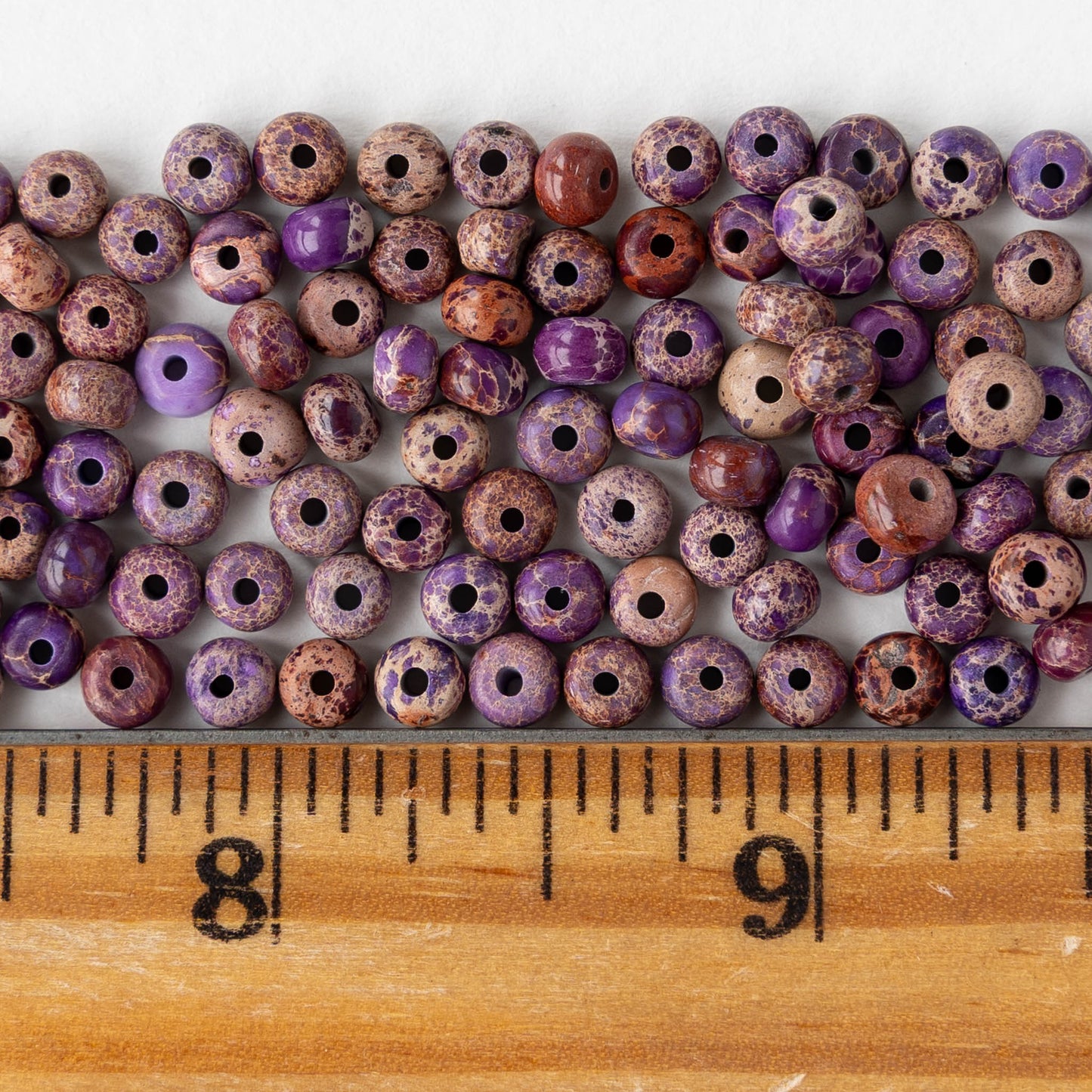 4mm Impression Jasper Rondelle Beads - Purple - 50 Beads