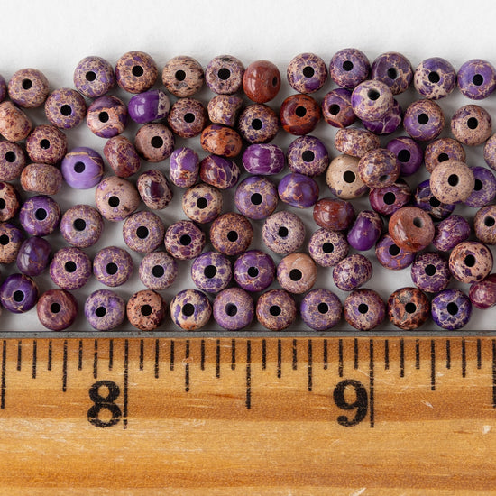 4mm Impression Jasper Rondelle Beads - Purple - 50 Beads