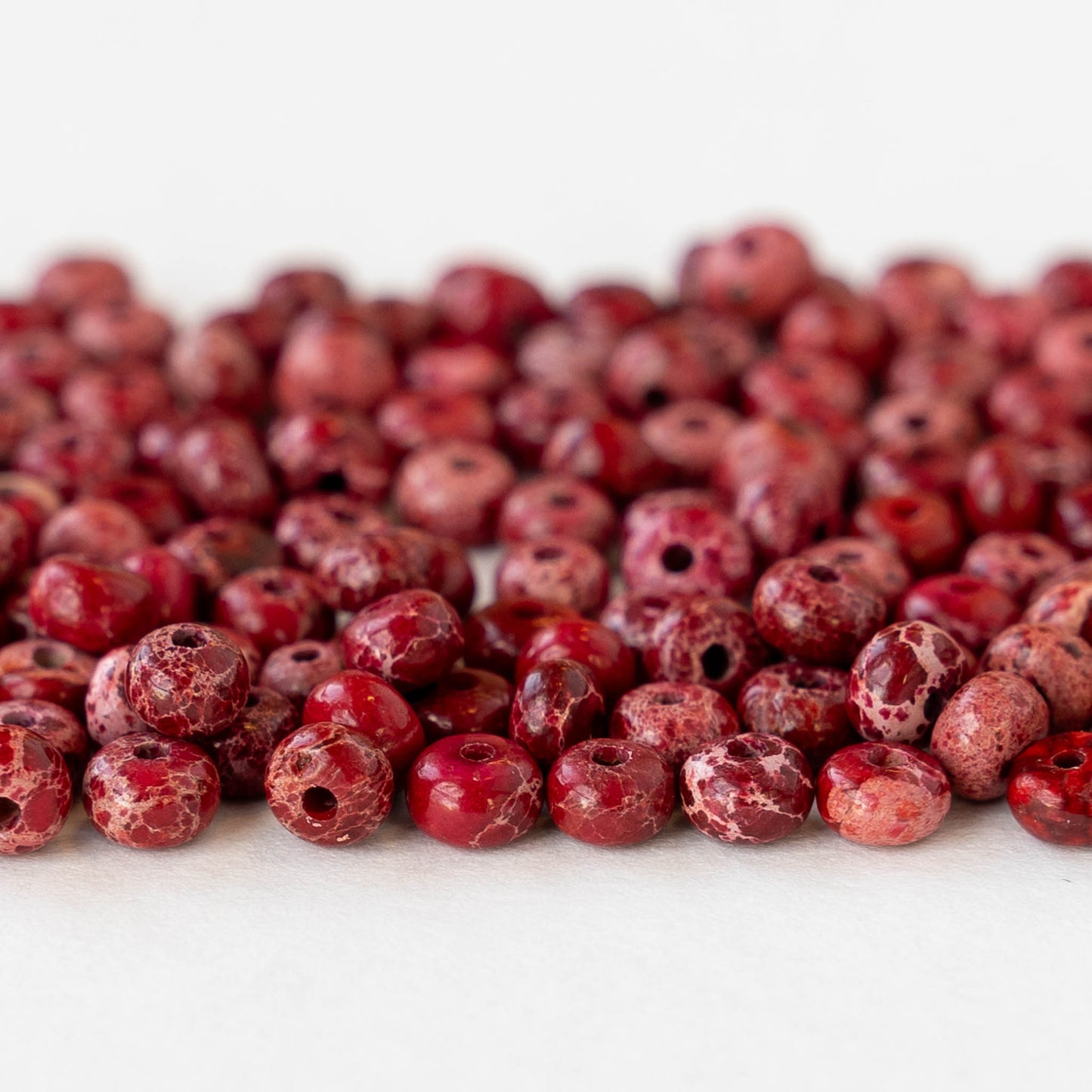 4mm Impression Jasper Round Beads - Red - 50 Beads