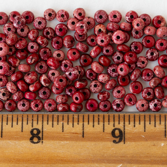 4mm Impression Jasper Round Beads - Red - 50 Beads