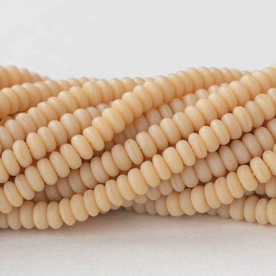 4mm Rondelle Beads - Ivory Matte - 100 Beads