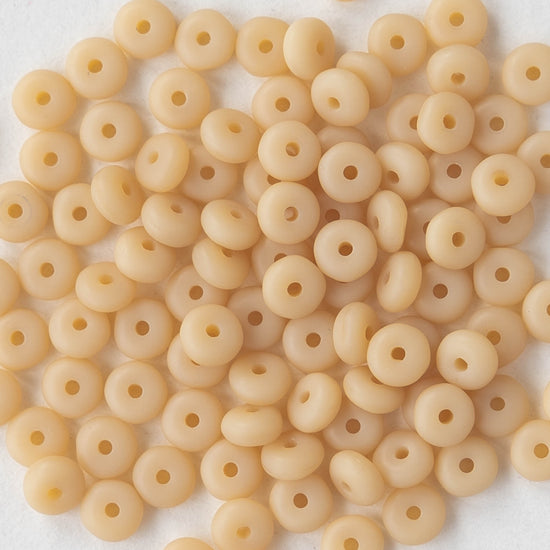 4mm Rondelle Beads - Ivory Matte - 100 Beads