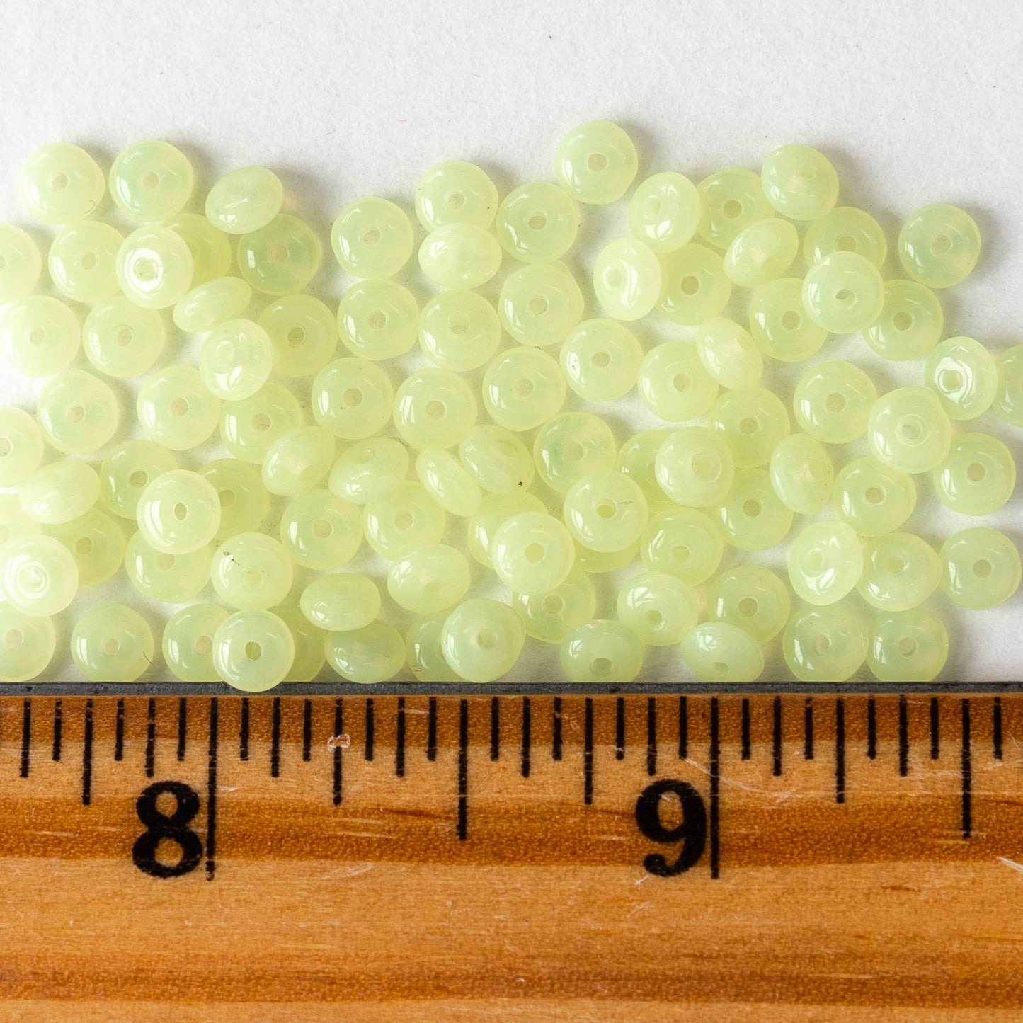 4mm Rondelle Beads - Jonquil Opaline - 100 Beads