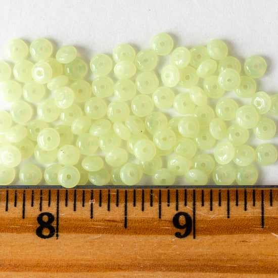 4mm Rondelle Beads - Jonquil Opaline - 100 Beads