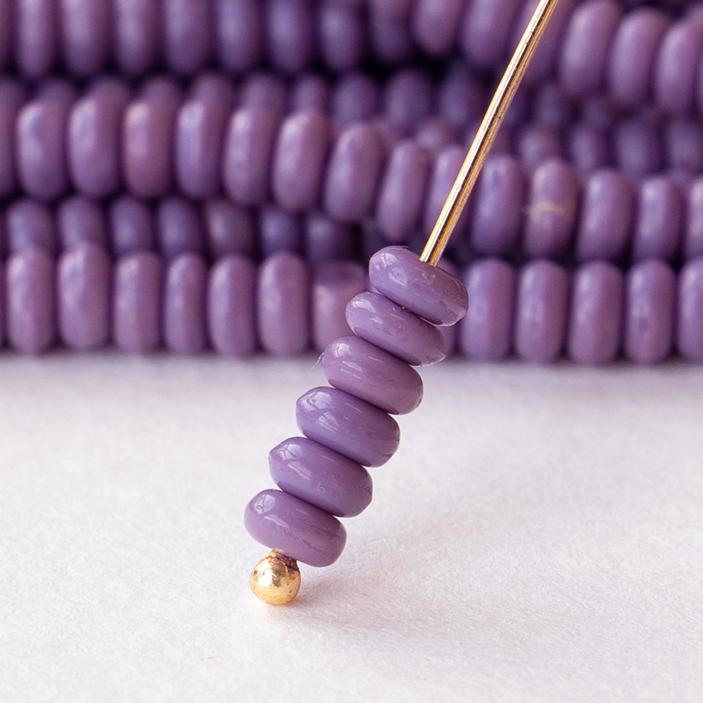 4mm Glass Rondelle Beads - Opaque Lavender - 100 Beads