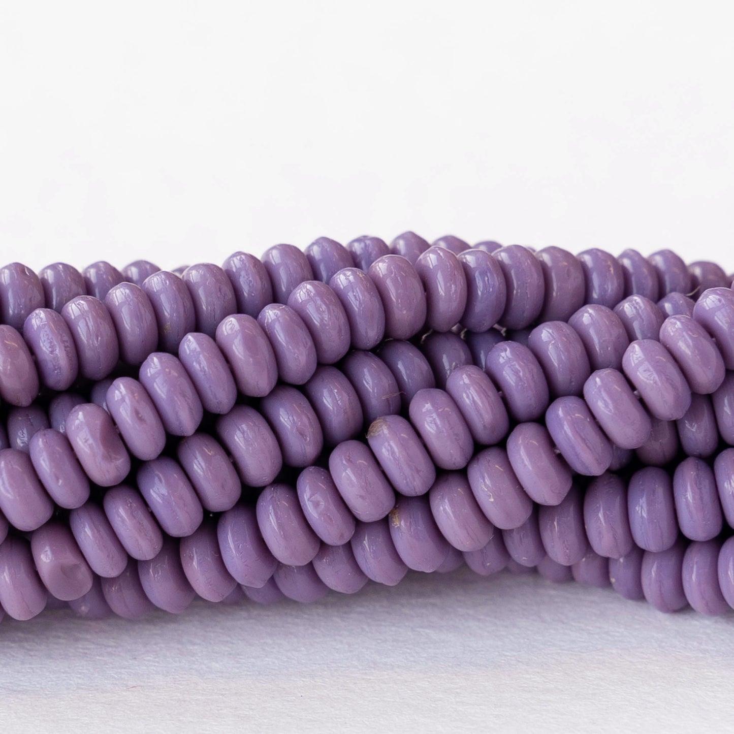 4mm Glass Rondelle Beads - Opaque Lavender - 100 Beads