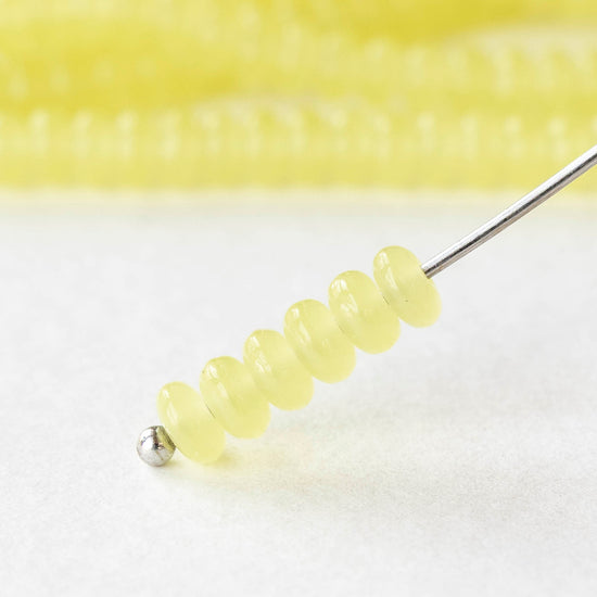 4mm Rondelle Beads - Lemon Opaline - 100 beads