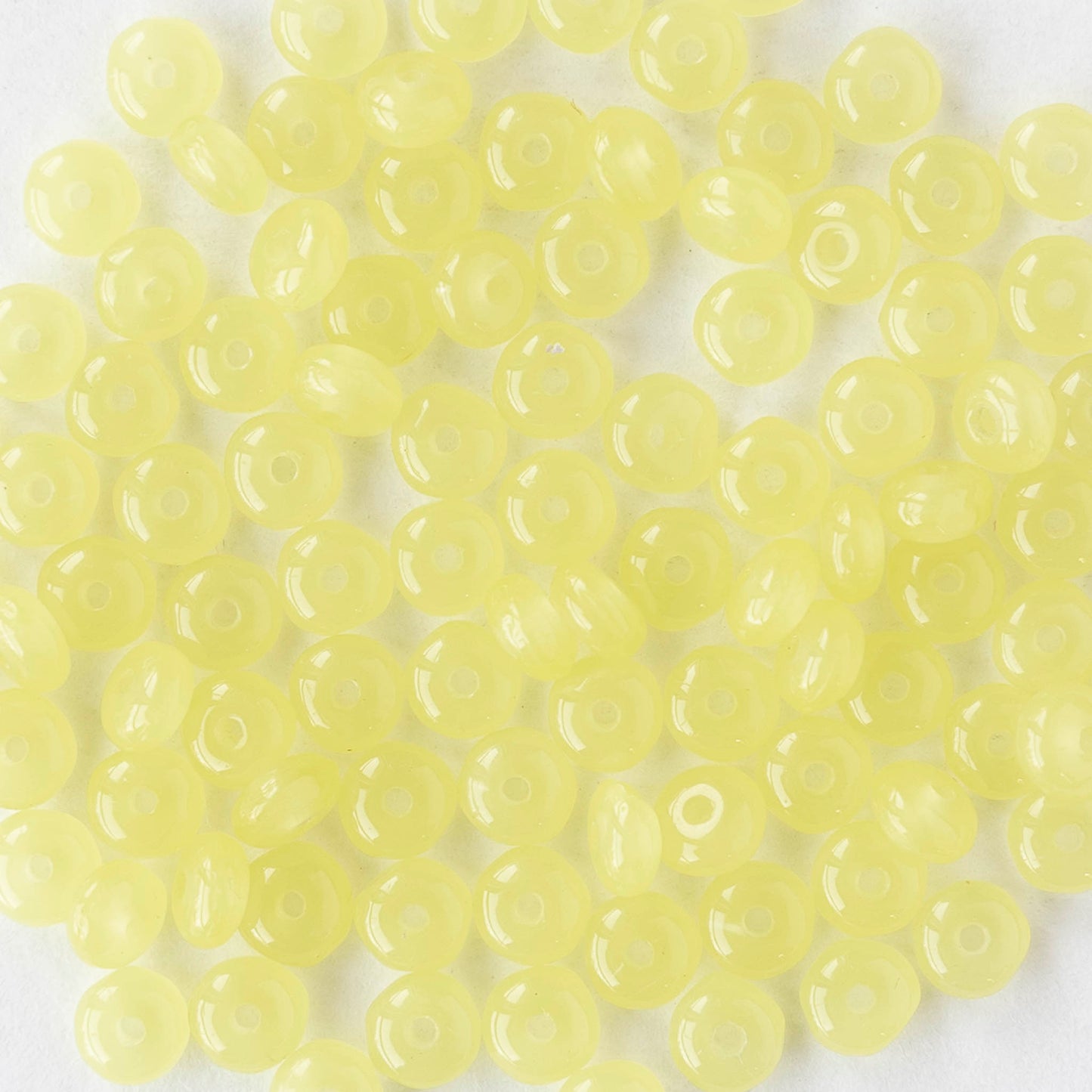 4mm Rondelle Beads - Lemon Opaline - 100 beads