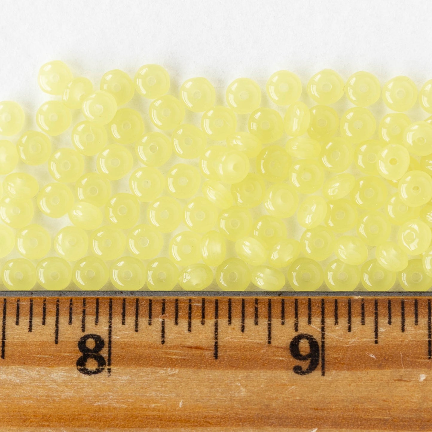 4mm Rondelle Beads - Lemon Opaline - 100 beads