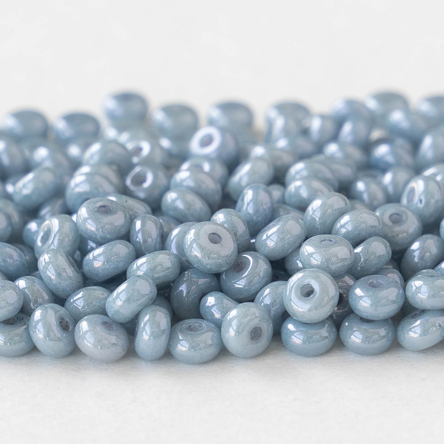 4mm Rondelle Beads - Pearly Blue Luster - 10 Grams