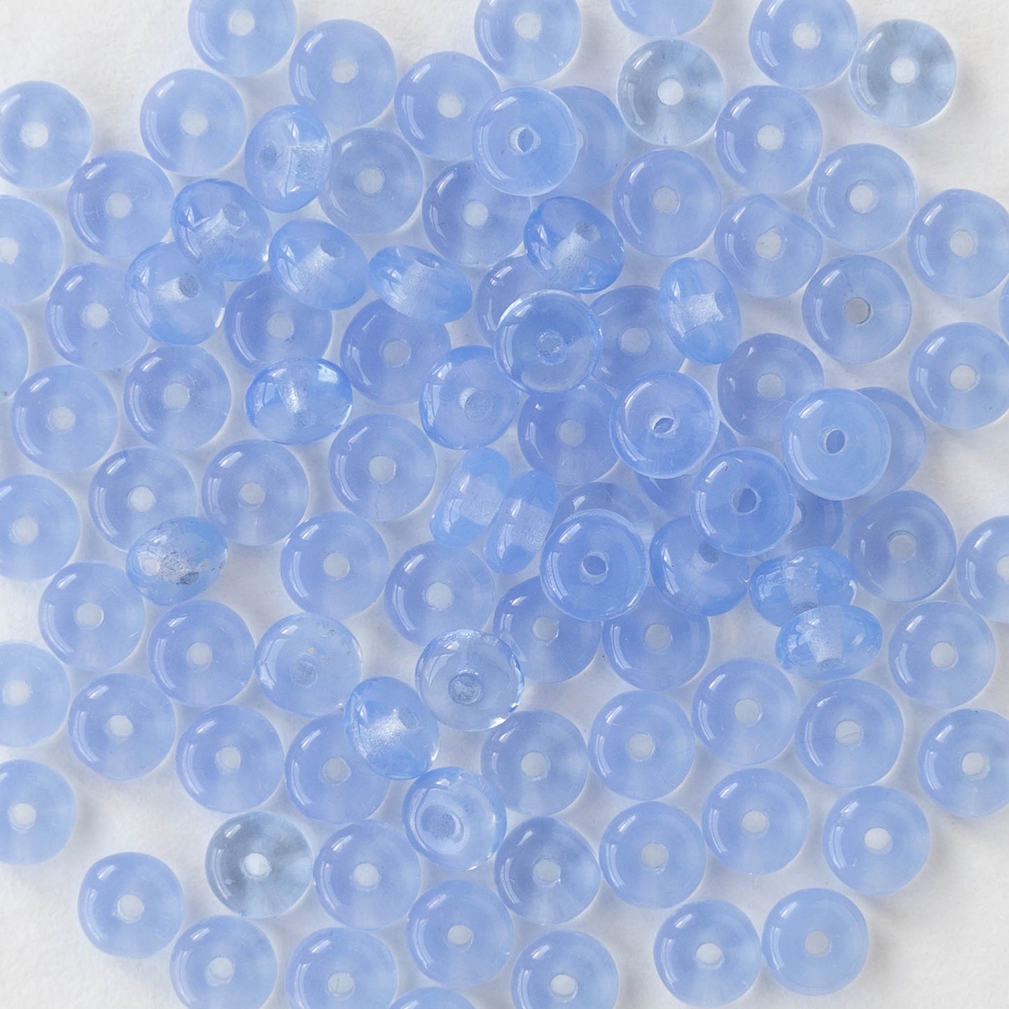 4mm Rondelle Beads - Light Blue Opaline - 100 beads