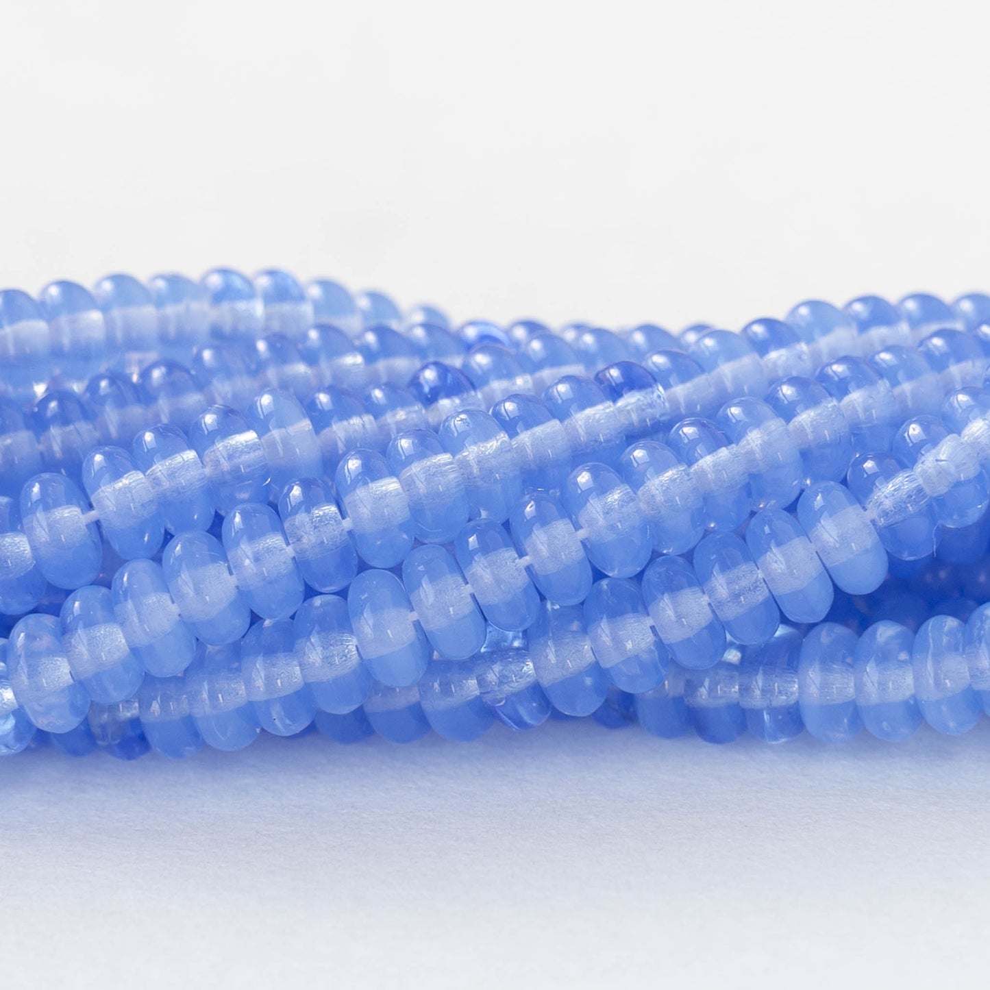 4mm Rondelle Beads - Light Blue Opaline - 100 beads