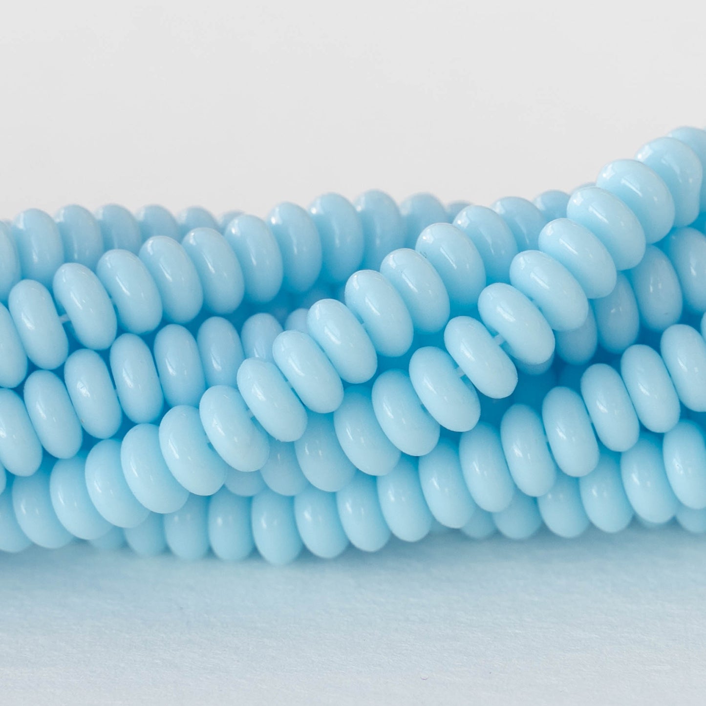 4mm Rondelle Beads - Opaque Light Blue - 100 Beads