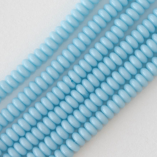 4mm Rondelle Beads - Opaque Light Blue - 100 Beads