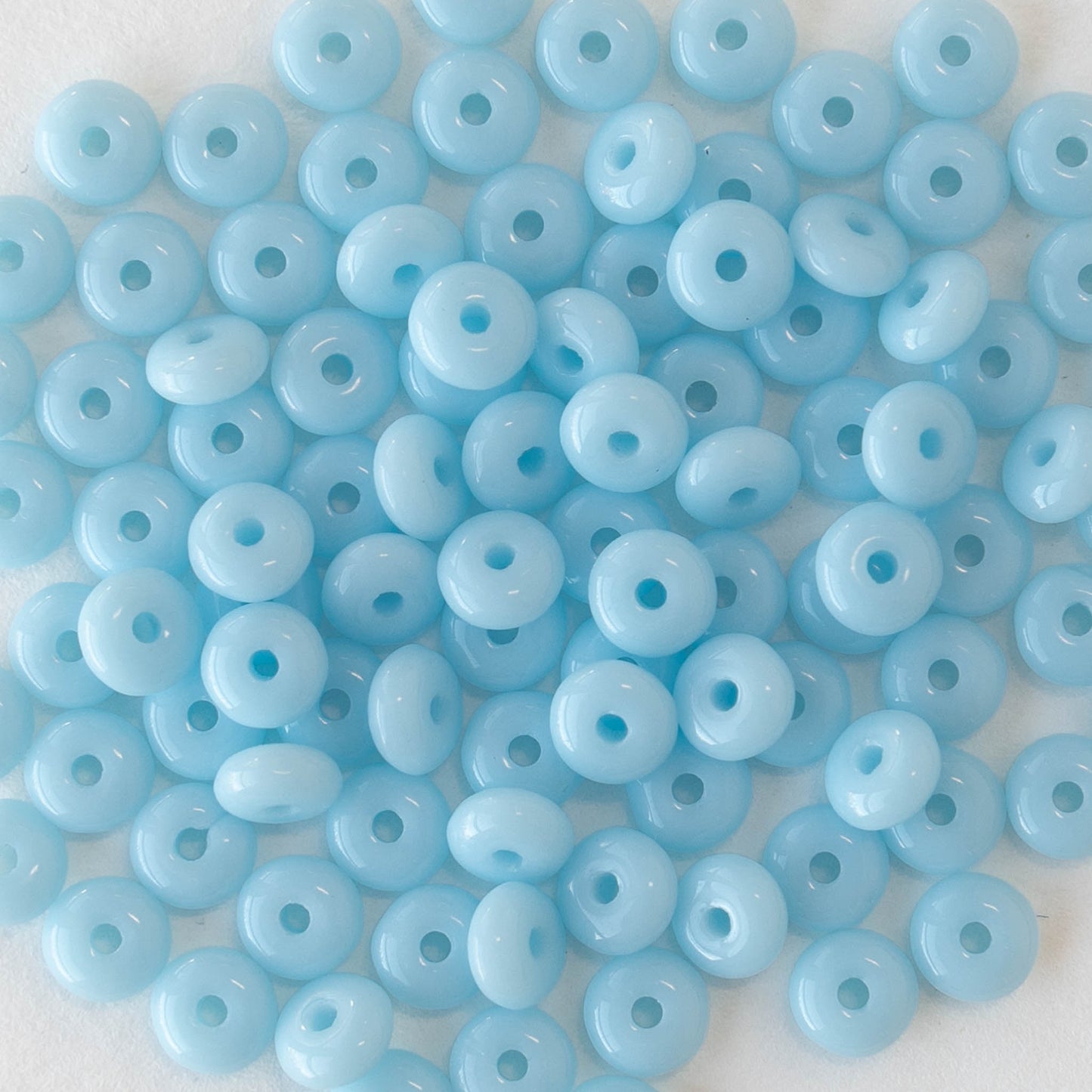 4mm Rondelle Beads - Opaque Light Blue - 100 Beads