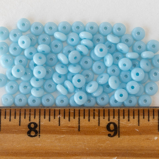 4mm Rondelle Beads - Opaque Light Blue - 100 Beads