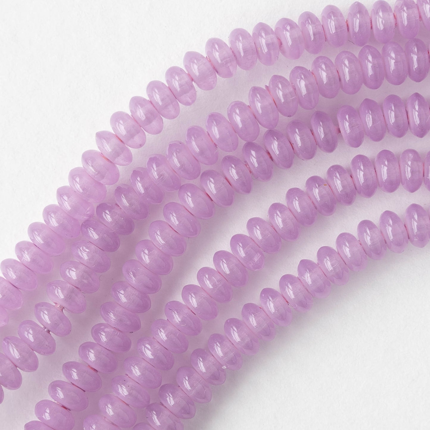 4mm Glass Rondelle Beads - Opaline Light Purple - 50 Beads